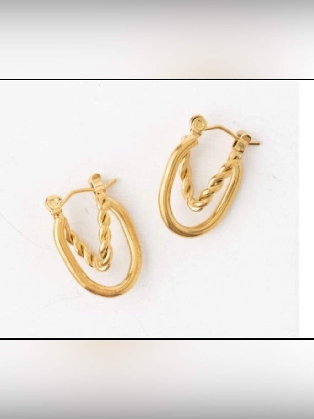 Plunder Design Jensen Gold Twisted Hoop Earrings 18k gold plated stainless steel